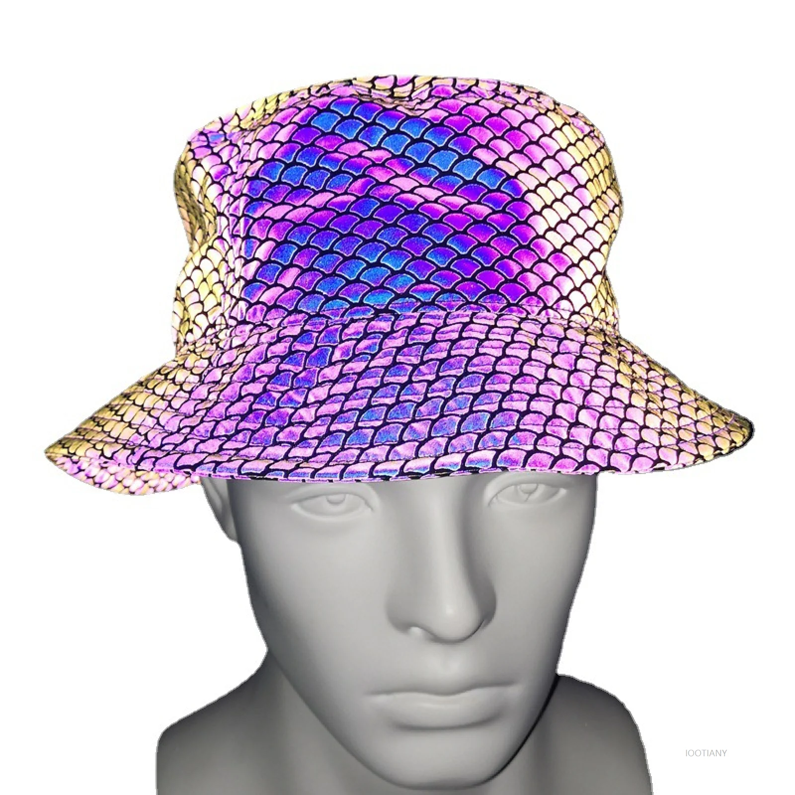 

Colorful Reflective Fisherman Hat For Men And Women Nightclub Hip-hop Sun Hat Rainbow Halloween Cosplay Hat Carnival Headdress