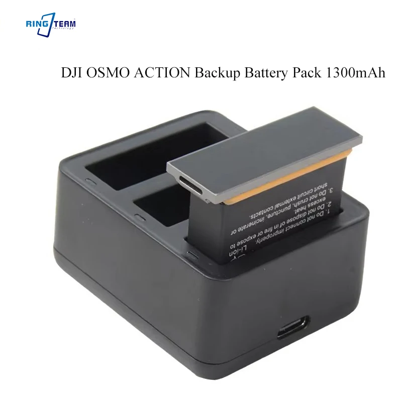 

DJI OSMO ACTION Backup Battery Pack 1300mAh + Charger for Sports Cameras - Extended Life Power Solution