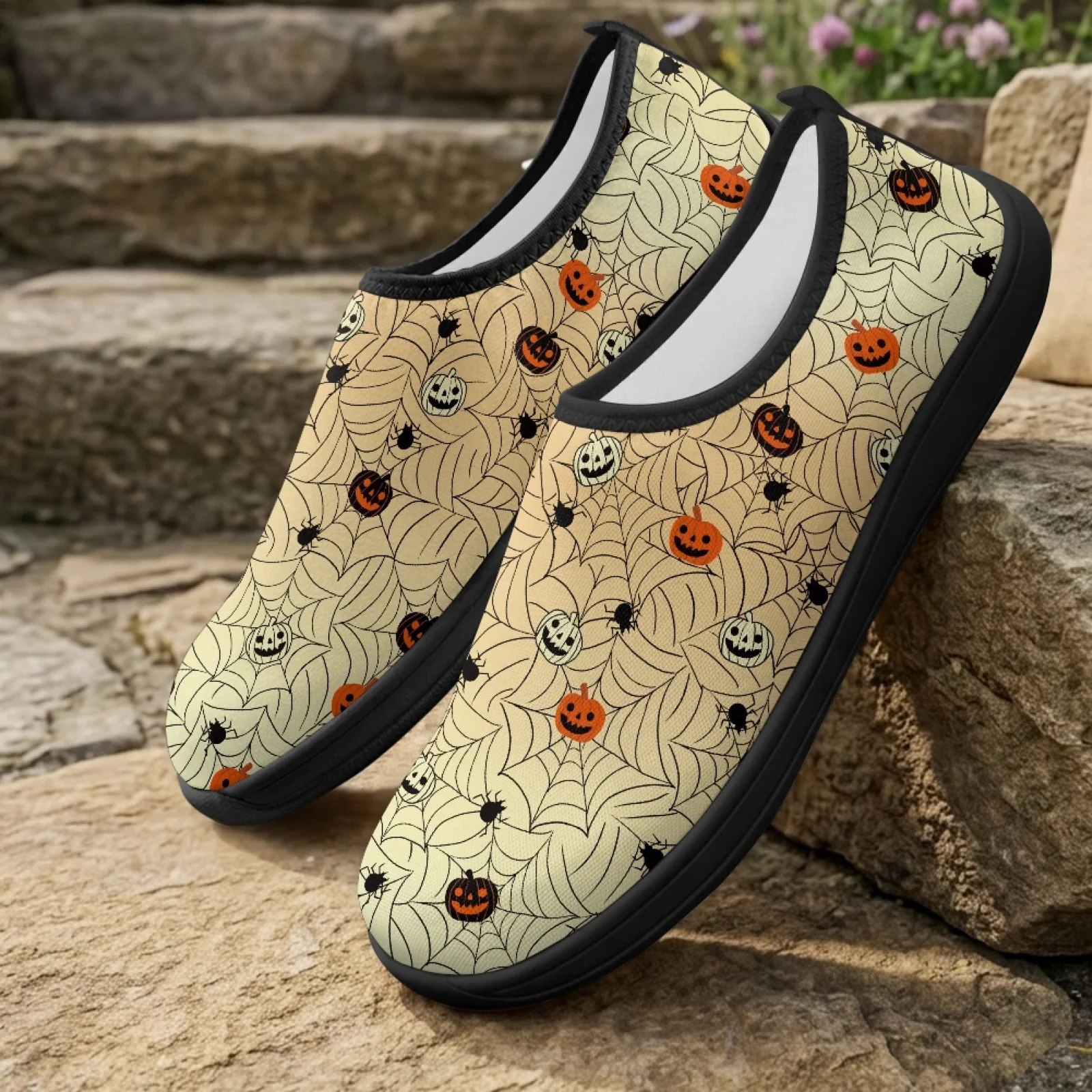 PENSTROLL Pumpkin Spider Web Zero Drop Walking Sneakers Casual Sneakers Wide Toe Box Barefoot Walking Shoes 2026 Trending