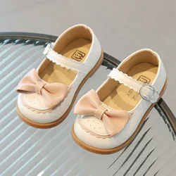 Spring Girls Bow Leather Shoes 2024 Kids Fashion Single Shoes Students Children's Sweet Princess Soft Bottom Shoes H691