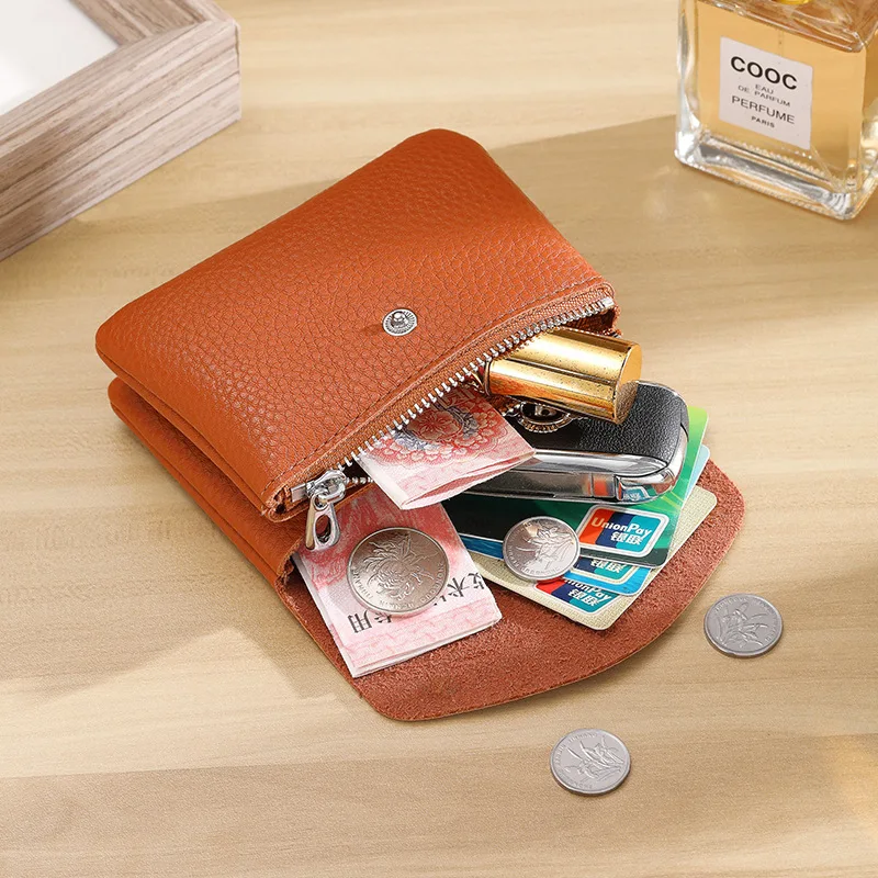 New Genuine Leather Coin Purse, Women's Coin Bag, Coin Purse, First Layer Cowhide Small Wallet, Can Hold Card Keys image 4