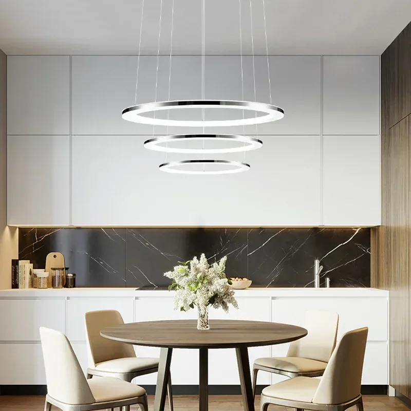

Modern Acrylic Pendant Light round LED Ceiling Hanging Lamp for Loft Living Room Hotel Hall Shop - Lighting Fixture