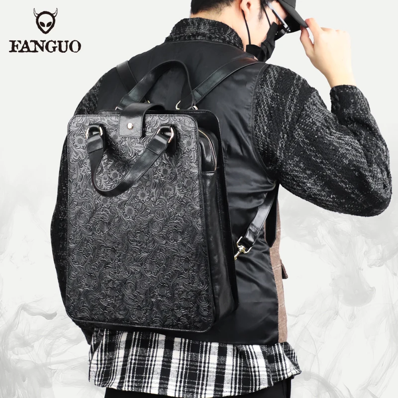 

High end Genuine Leather Backpack Vintage First Layer Travel Satchel Knapsack Anti Theft Large Bag Unisex Book Bags