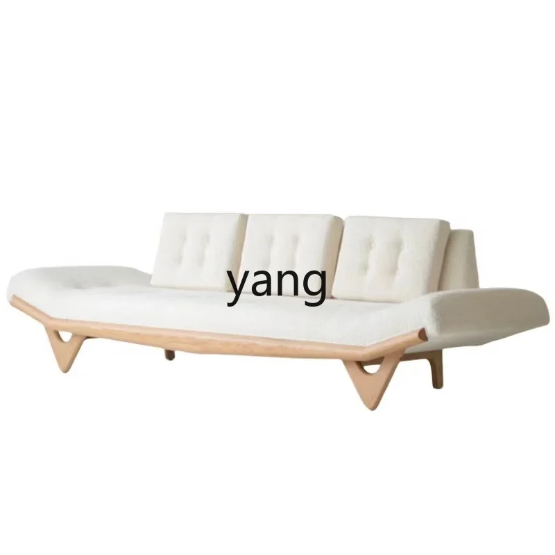 

Yjq Simple Modern Lambswool Fabric Sofa Small Apartment Living Room Three-Seat Solid Wood Creative Furniture