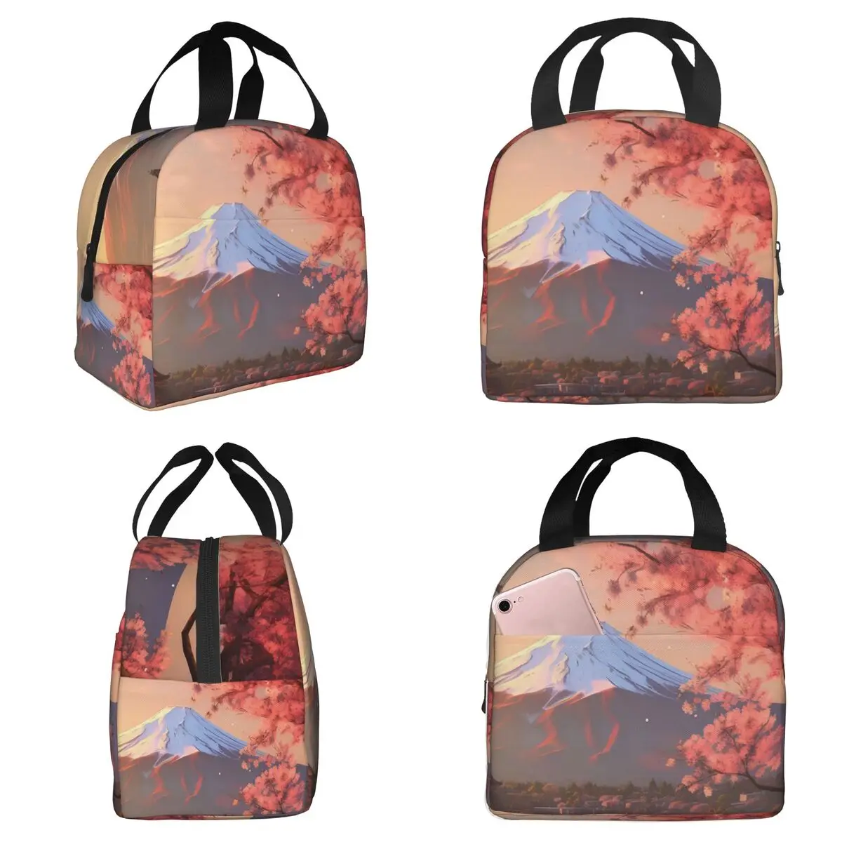 Landscape Of Mount Fuji And The Sea Insulated Lunch Bag for School Cooler Thermal Food Box Tote Portable Lunch Boxes Container