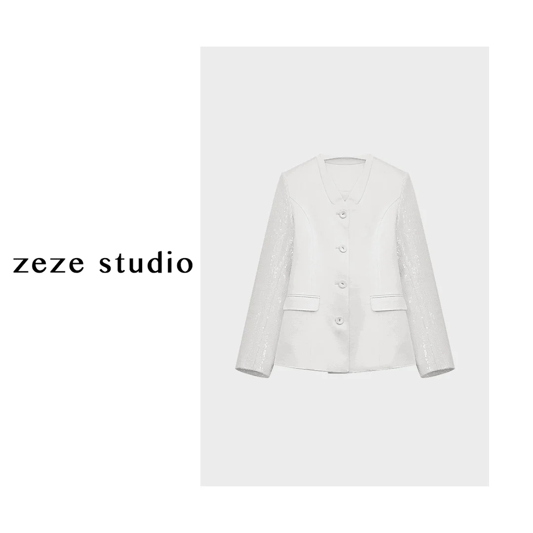 

Элегантный белый женский костюм-пиджак: универсальный, люксовый, высококачественный, для офиса, с длинным рукавом, цветной, весенняя новинка