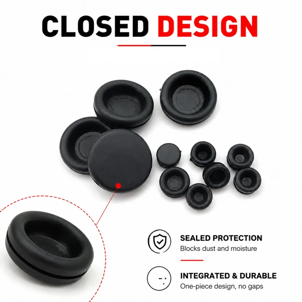 Black 200Pcs Rubber Grommet Combo Kit Wear-Resistant Seal Hole Ring for Wire Management Industrial Automotive Applications