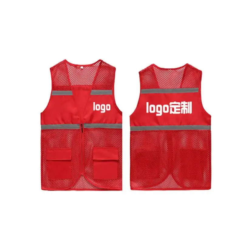 Volunteer Fishing Net Vest Printed Logo Outdoor Fishing Safety Vest Breathable Public Service Advertisement Sleeveless Jacket