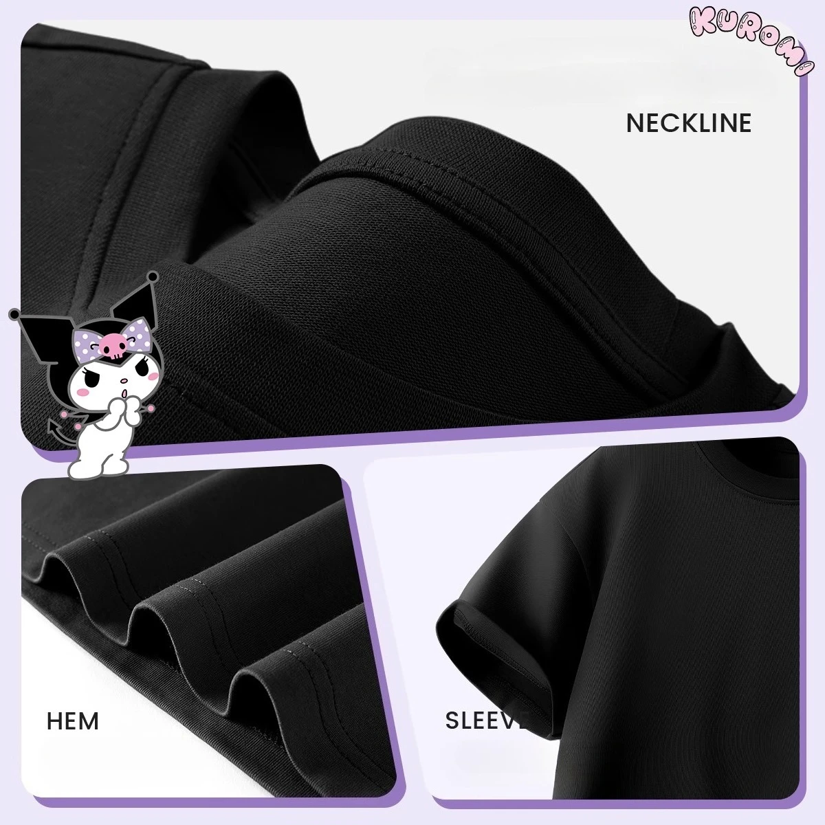 سانريو في سن المراهقة الأطفال الحلو تي شيرت الكرتون KUROMI طباعة ملابس الاطفال الصيف موضة تي شيرت طفل الفتيات لطيف قصيرة الأكمام