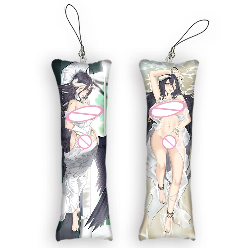 OVERLORD Albedo Mini Dakimakura Pendant Anime Cosplay Keychain Double-Sided Print Hanging Ornament Cute Small Pillow Key Chain