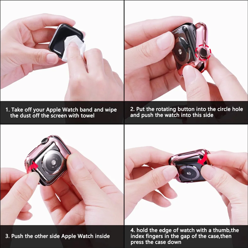 Apple Watch用tpuスクリーンプロテクター,バンパーカバー,iwatchバンド用アクセサリー9, 8, 7, 6, 5, 4, 3,se,41mm, 45mm 44mm、42mm、40mm