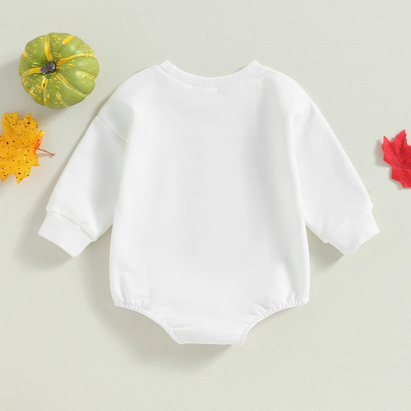 Infant Unisex Hoodies Rompers Thanksgiving Outfits Turkey Pumpkin Print Long Sleeve Baby Jumpsuits Autumn Bodysuits for Fall