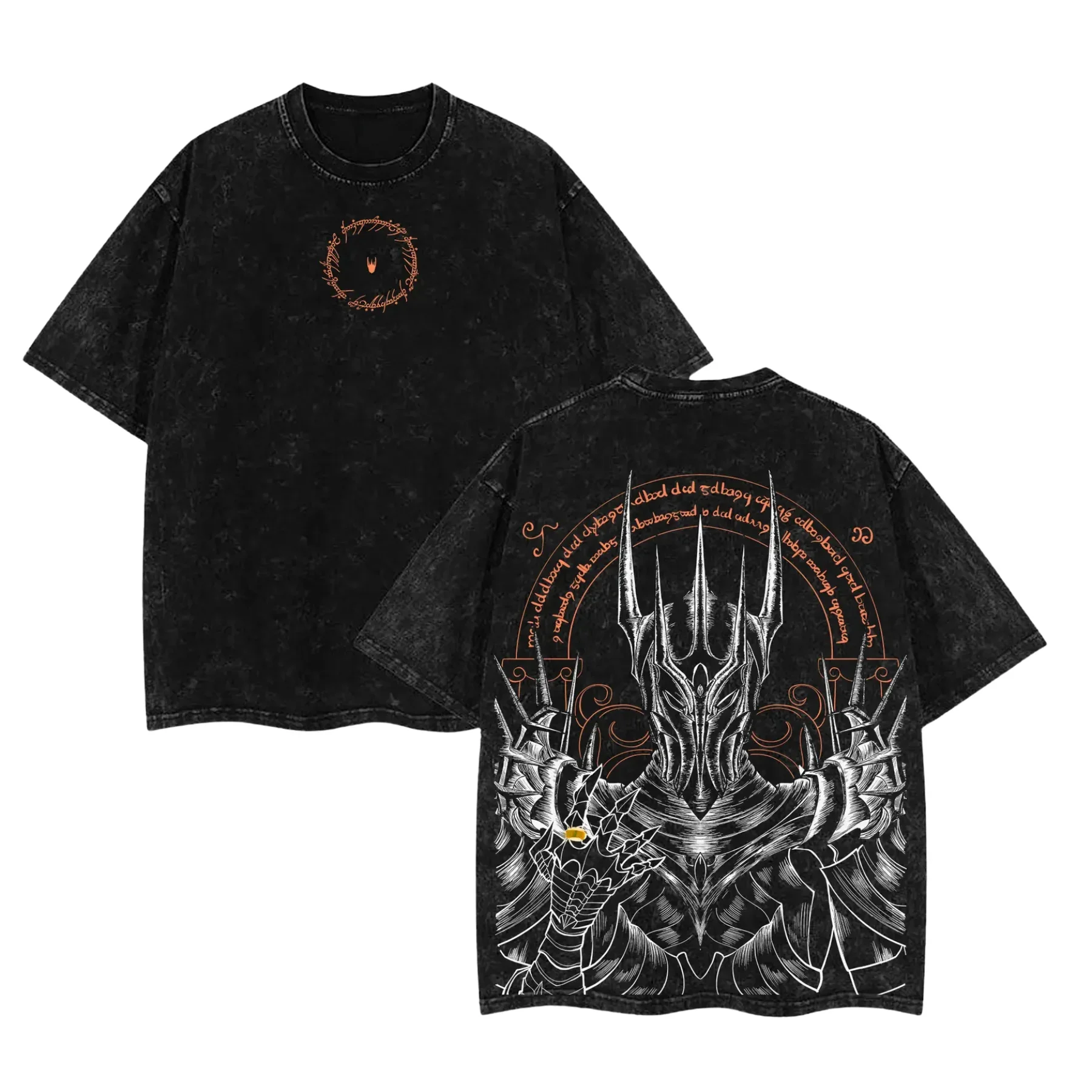 Camiseta Vintage Lavada do Filme Lord Sauron 2026, Estilo Streetwear Oversized Y2K, Camiseta de Algodão de Manga Curta Unissex para Mulheres e Homens