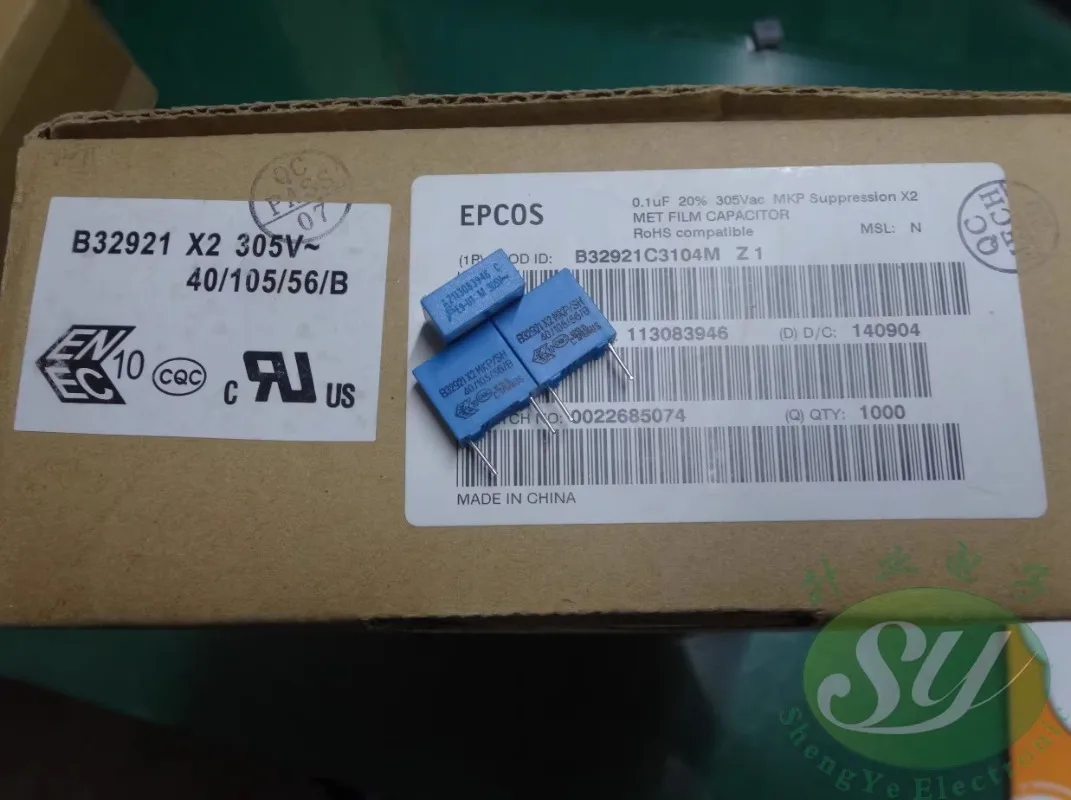 

10PCS EPCOS 0.1uf/305vAC 100nf u1 104 New 10MM film capacitor B32921C3104M
