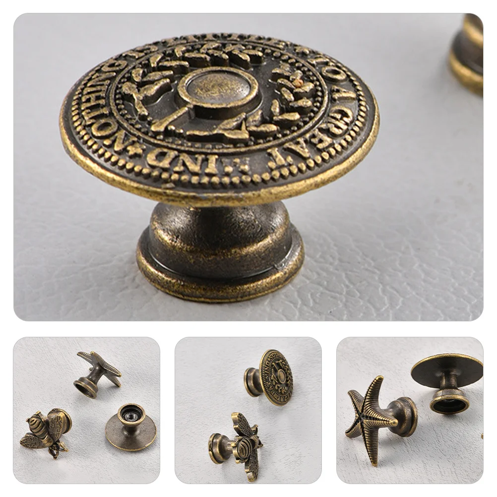 

10Pcs Vintage Cabinet Knobs Retro Metal Small Drawer Knobs Decorative Dresser Pulls Handles for Wardrobe Cupboard Furniture