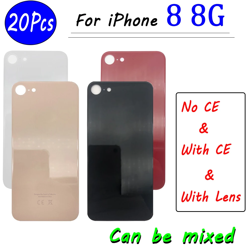 

20Pcs/Lot，NEW Big Hole Battery Back Cover Glass Rear Door Replacement Parts Housing Case STICKER Adhesive For iPhone 8 8G