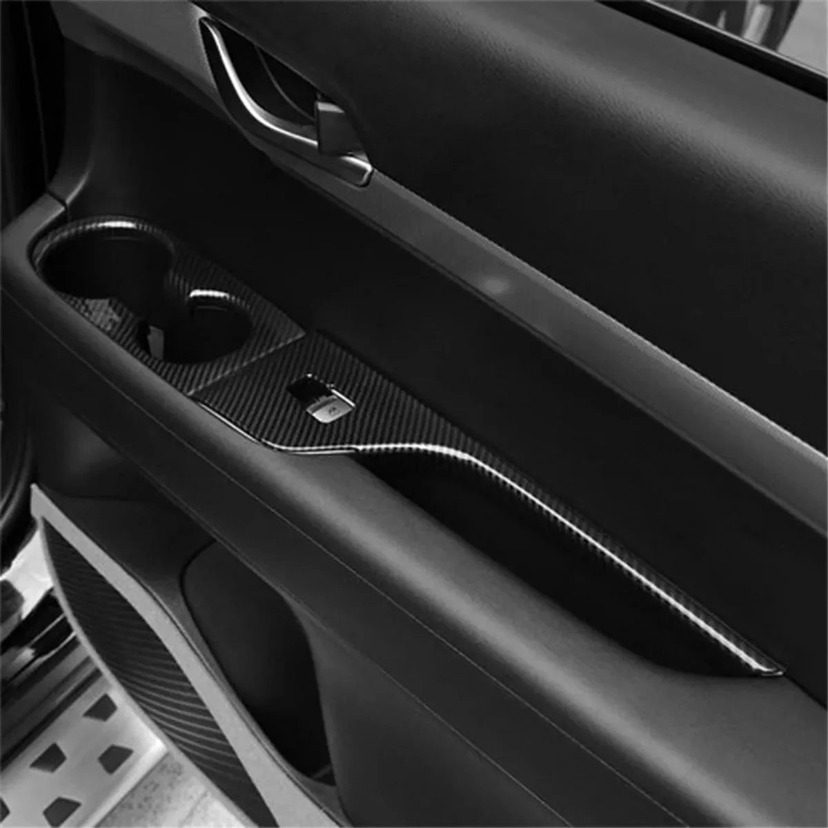 For Hyundai Palisade 2022 2023 Car Window Glass Lift Switch Button Panel Cover Trim Sticker Accessories ABS Carbon Fiber