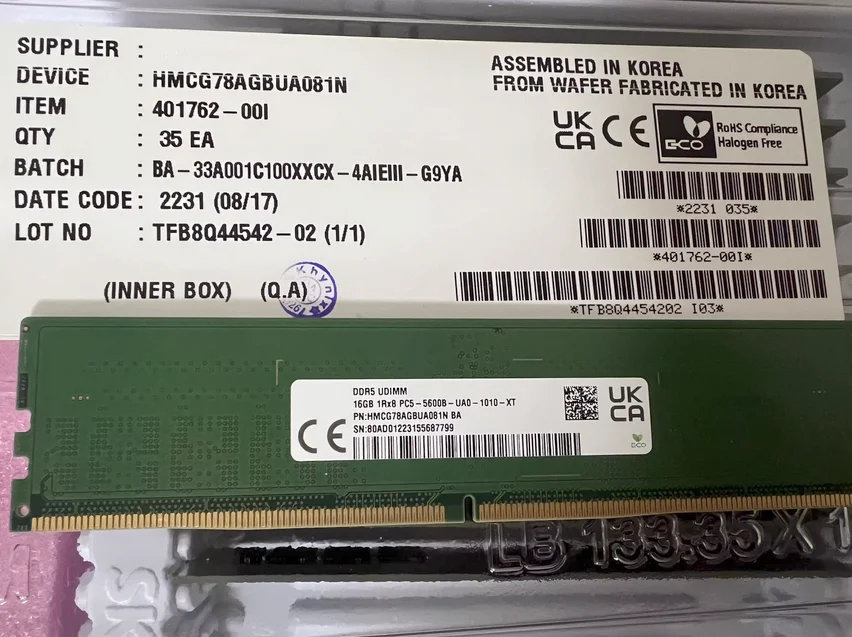 New For 16GB HMCG78AGBUA081N  16G DDR5 UDIMM 5600 Desktop Memory