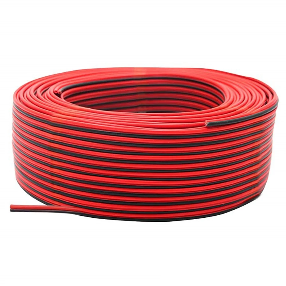 2Pin Wire 100M 22AWG 12V/24V Extension Cord Red and Black 2-Wire Stranded Tinned Copper LED Light Bar Power Cord