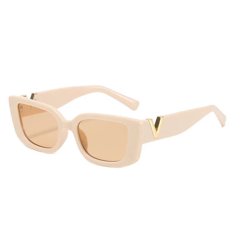 New Sunglasses Metal V Square Fashion Sunglasses Lady Retro Street Photo Candy Colored Glasses Ins
