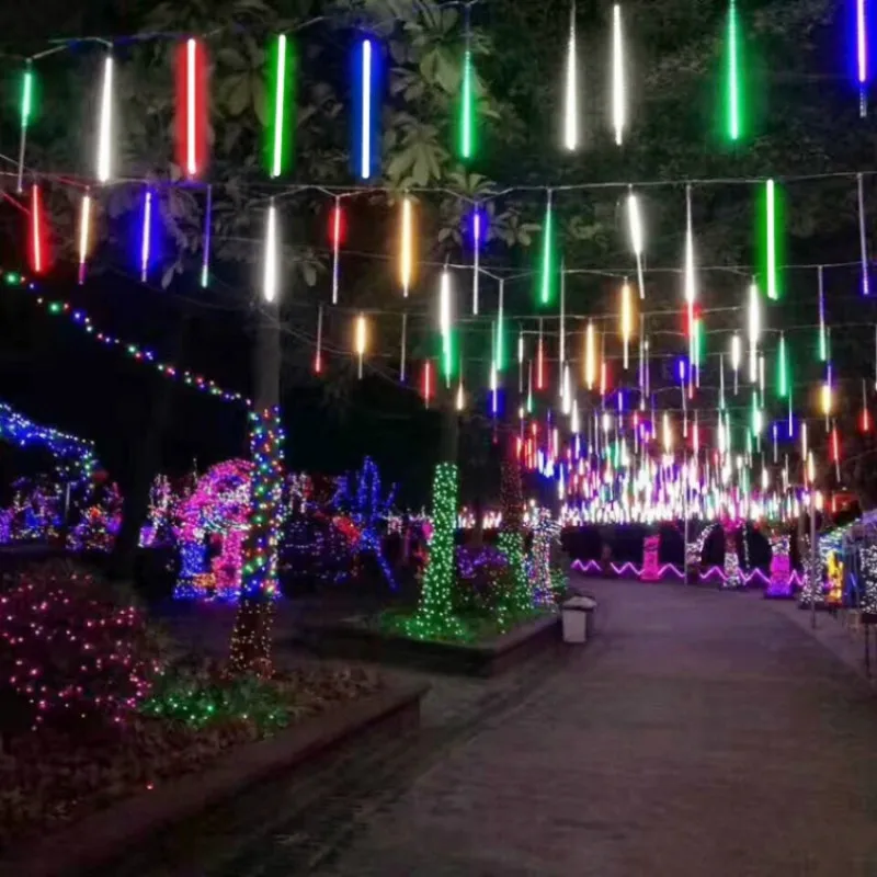 30/50Cm ฝนดาวตกฝนฝน8หลอด LED String ไฟกันน้ำกลางแจ้งคริสต์มาสตกแต่ง Patio งานแต่งงาน Navidad Tree วันหยุด