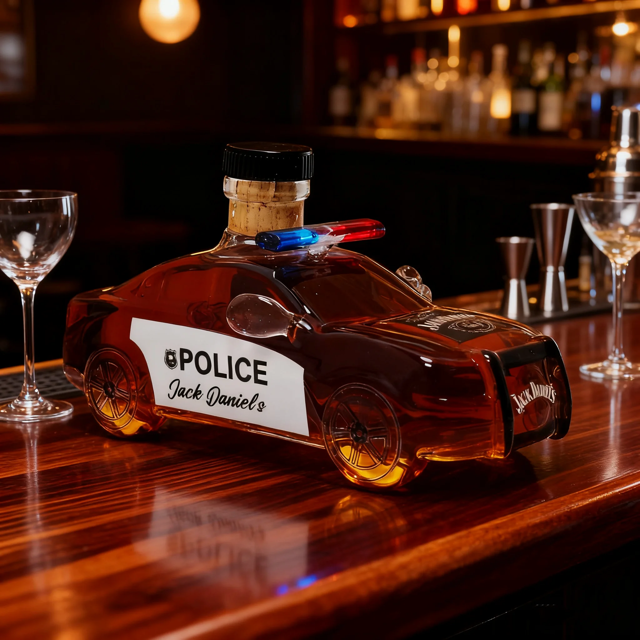 Politie Cruise Glazen Whisky Karaf met 3D Middelvinger Bulldog Ontwerp Transparante Shot Dispenser als Huisdecoratie Jack Dan