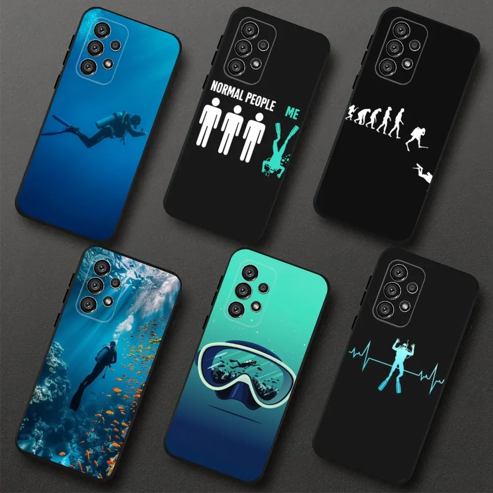 

Scuba Diver Diving Phone Case For Samsung Galaxy A20,A21s,A22,A31,A32,A52,A53,A72,73,A80,A91 Soft Black Cover