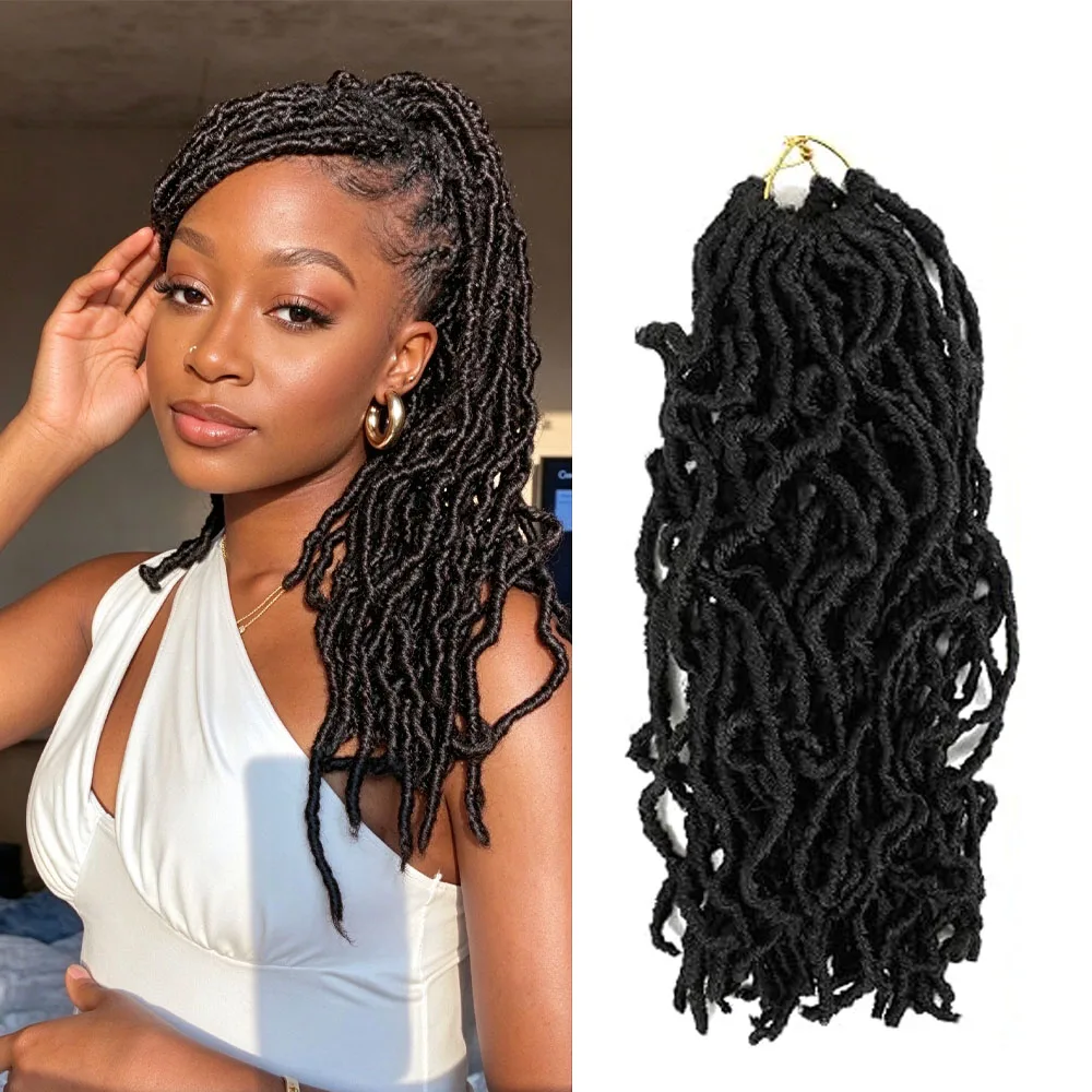 Faux Locs Crochet Hair, 30 Inch Soft Locs, 8 Packs Short Pre-Looped Crochet Locs, Straight Synthetic Hair Extensions, 1B Natural Black
