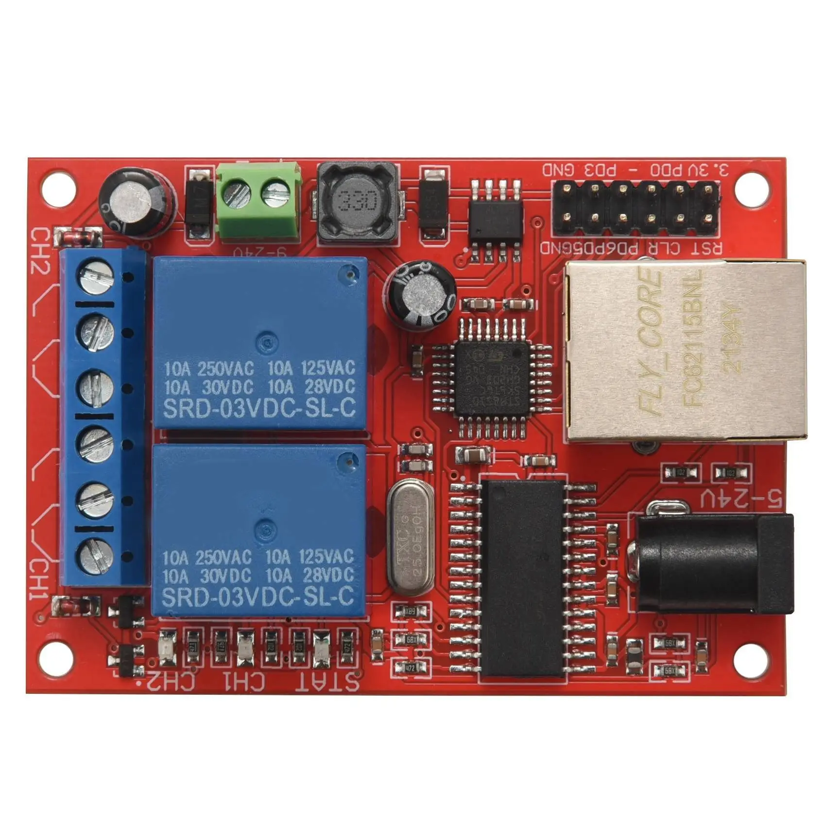 LAN Ethernet Placa de relé de 2 vías Interruptor de retardo Módulo controlador UDP Servidor WEB