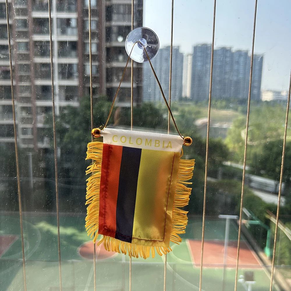 Colombia Car Window Flag 8*12cm Polyester Double Side Printed Columbia Hanging Pennant Flags Colombia Mini Flag