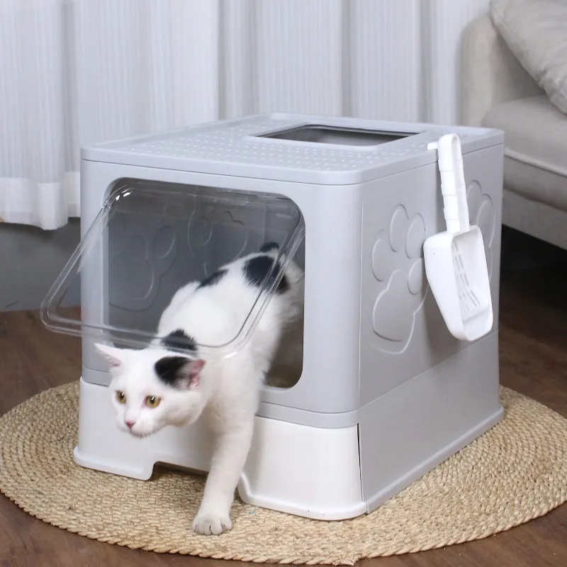 Small Defecation Litter Box Closed Sandbox Plastic Training Litter Box Transparent Supplies Arenero Gatos Household Products