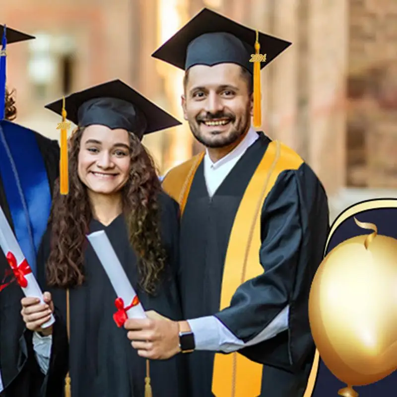 Uniforme de remise des diplômes avec pompon, quel que soit le collège, ensemble d'étoles, sceau 2024, style européen et américain pour célibataire