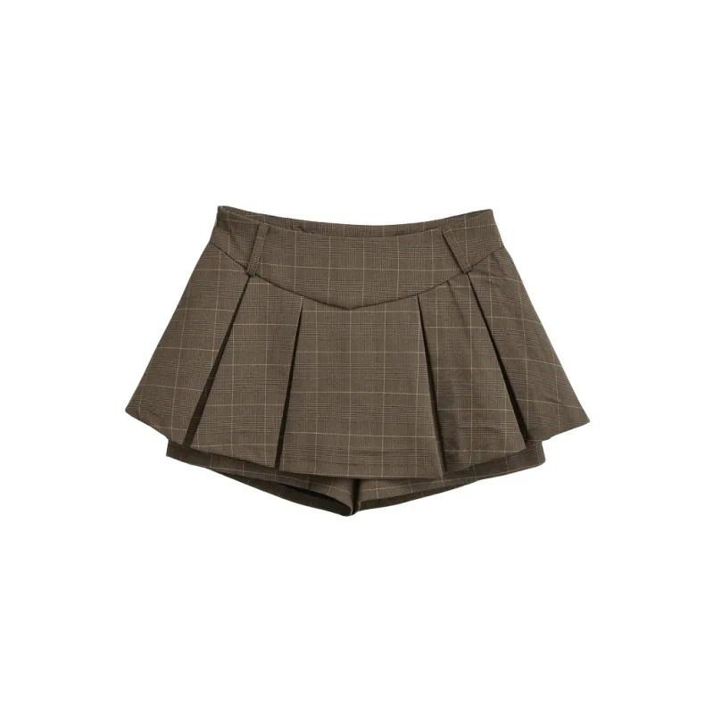 

Ретро-винтажная юбка с высокой талией, плиссированная, с эффектом утягивания живота, в клетку, непрозрачная, мини, сексуальная, облегающая, расклешенная юбка