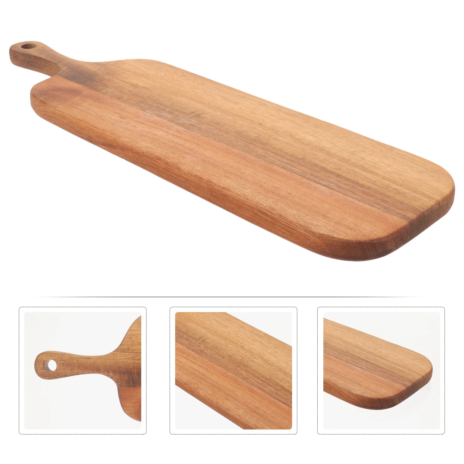 

Long-handled Acacia Wood Cutting Board Solid Household Wooden Creative Photo Props Serving Cutlery Tray Bread Platter with