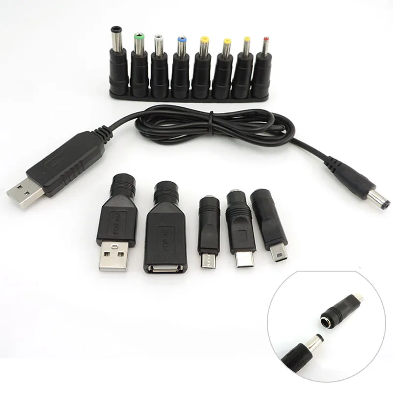 USB 5V to DC 5V 9V 12V Micro USB Mini 5pin Type C male female Power Boost Line Plug Step UP Module Converter Adapter Cable B4