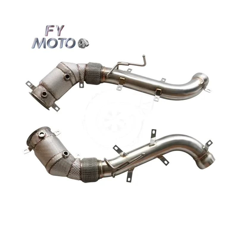 High Flow Modified Downpipe Compatible With 650S M838T V8 Complete With Half-pack Heat Shield SS304 Racing Accessory