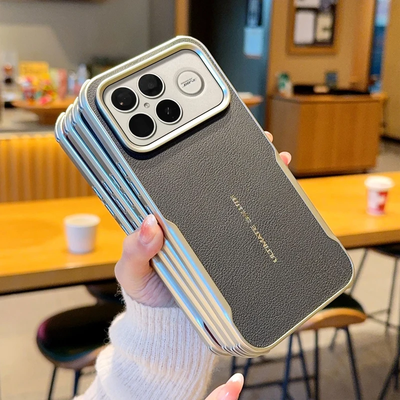 

Роскошный кожаный чехол с рисунком личи для Xiaomi Poco F8 F7 Pro, ультрамагнитная зарядка, полная защитная крышка с защитой от падения