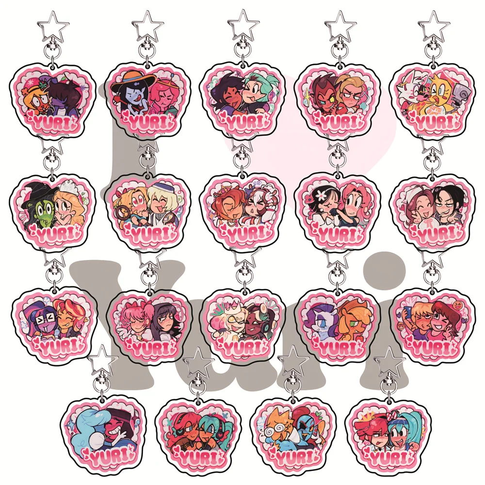 Multi-Fandom Yuri 6cm Paar-Acryl-Schlüsselanhänger Verschiedene IP-Charaktere Figuren Anime-Anhänger Taschenanhänger Sammlerstück Fan-Geschenk