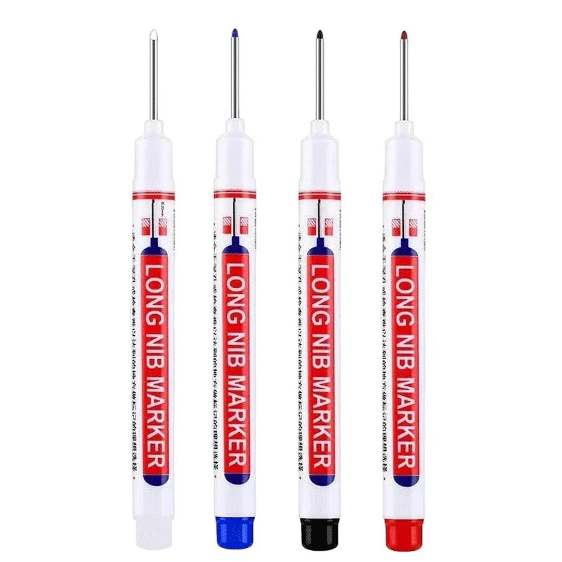 4 stks/set 20mm Diep Gat Lange Nib Hoofd Markers Voor Metaal Perforeren Pen Waterdichte Badkamer Houtbewerking Decoratie Multi-Purpose