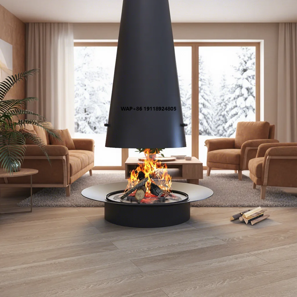 Modern Indoor Wall-Mounted Wood-Burning Fireplace Carbon Steel Material for Hotels Apartments Home Guesthouses Villas