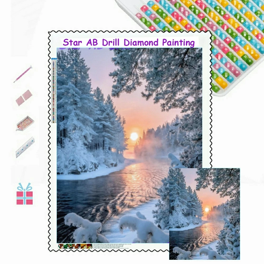 

AB сверла Зимняя Страна Чудес 5D Алмазная мозаика художественная Живопись Набор сделай сам белый снег солнце искусственное дерево вышивка крестиком домашний Декор подарок