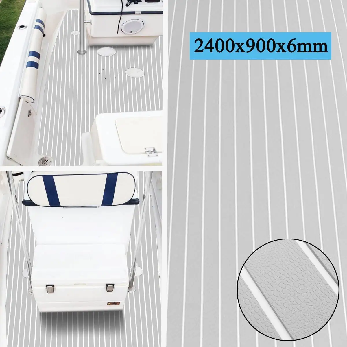 900x2400x6mm EVA Foam Faux Teak Boat Deck Mat Decking Sheet Yacht Flooring Anti Skid Mat Self Adhesive Vehicle Pad