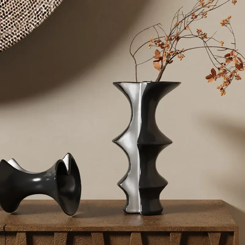 Wabi Sand Wind New Home Arrangement Ceramic Vase Model Room New Chinese Living Room Coffee Table Dining Table Flower Ware