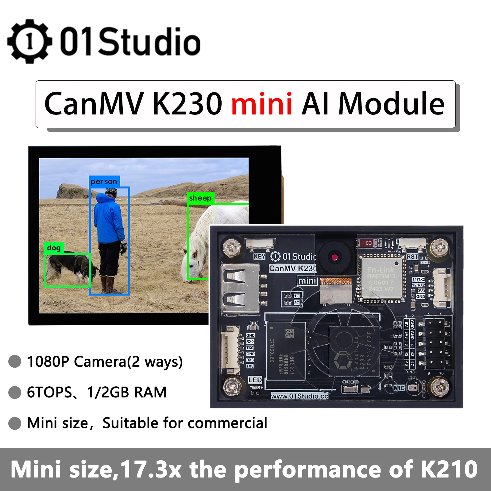 01Studio CanMV K230 mini AI development board Visual recognition module 6TOPS computing power exceeds K210