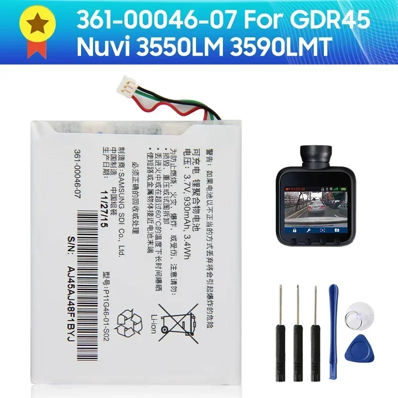 

Production in 2024 Replacement Battery 361-00046-07 361-00046-00 For Garmin GDR45 Nuvi 3550LM 3590LMT Batteries With Tools