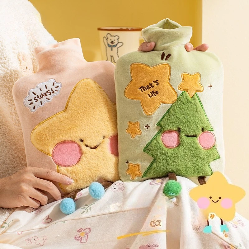 

Cute Christmas 1800ML Large Warmer Hot Water Bag for Period Pain Stuffed Menstrual Colic Heater Plush Hand Warmer Xmas Gifts
