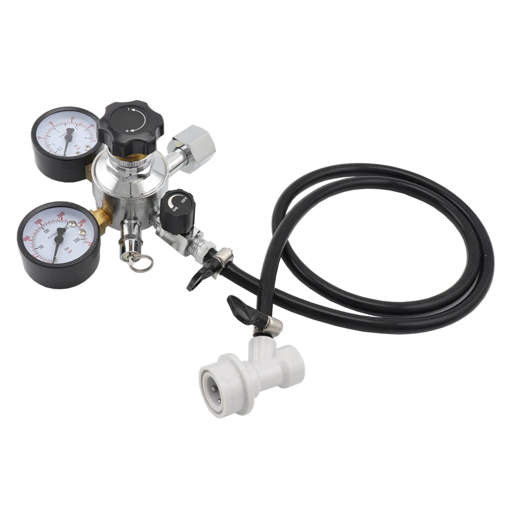 Dual Gauge CO2 Regulator With Pressure Relief Valve and Gas Line for Draft Beer Kegerators Homebrew Soda Carbonation