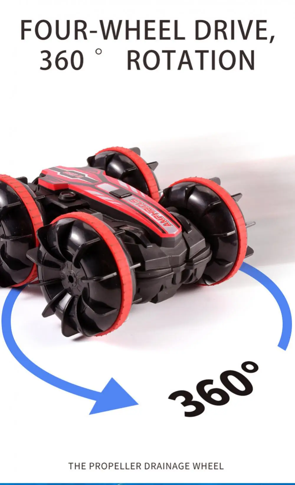 4WD Amphibious Remote Control RC Car Boat Waterproof RC Monster Truck Stunt Vehicle All Terrain Water Beach Pool Toy Kids Gifts