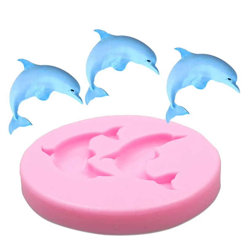 Whale Dolphin Silicone Fondant Mold Ocean Waves Fishtail Mermaid Tail Epoxy Resin Mould For Cake Deocartion Cupcake Topper Craft