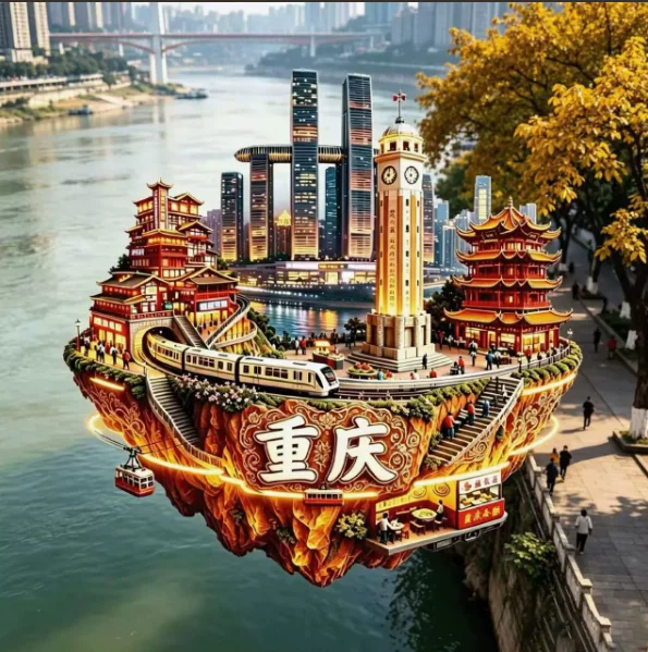 Chinese internet famous city Chongqing famous check-in spot zinc alloy relief refrigerator sticker travel essential small gift